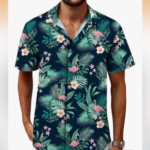 Tropical Flamingo Print Men's Shirt